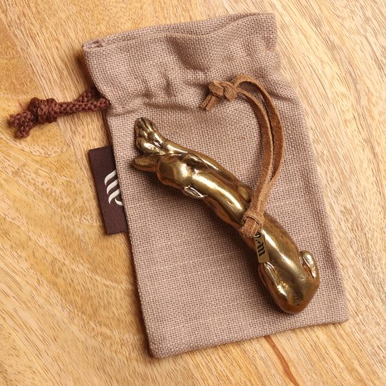 Greyhound hanging ornament with suede cord, branded tag and linen gift bag